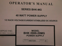 BHK 2000-20MG Kepco Programmable 40 Watt Power Supply Operator's Manual