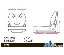 MSG65BLV-ASSY Seat Assy Black Vinyl Fits Several