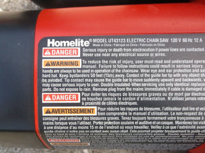 UT43123 Homelite 16" 12 Amp Electric Chain Saw