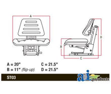TF222BU Flip Seat Trapezoid Back Blue Fits Several