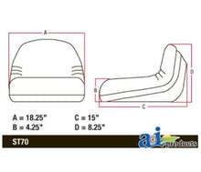 TY15861 Seat Low Back Yellow Fits John Deere:GX70,GX75,GX95,RX63,RX73,RX75,RX95,
