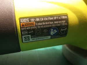 Ryobi AG4031G 4 1/2" Barrel Grip Corded Angle Grinder 5.5A sn hr19383d003721