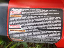 Homelite UT43123 16" 12 Amp Electric Chainsaw Tool-Less Chain Tensioner SN: GY19263D110119