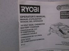 P117 Ryobi Battery Charger 18V NiCad, Lithium, One+ Manual