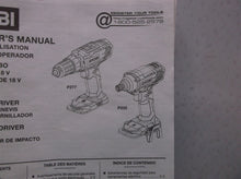 Ryobi P277 18V 1/2" Drill Driver/Ryobi p235 18 Volt Impact Driver Manual Only