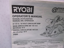 Ryobi One+ P505 18V Lithium Ion Cordless 5-1/2" Circular Saw Manual Only