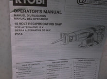 P514 Ryobi 18V One+ Reciprocating Saw- Manual Only
