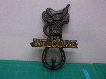 Cast Saddle Welcome Wall Hanger With Hook