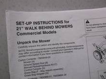Setup Instructions For Snapper 21" Walk Behind Commercial Models