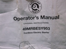 Cordless Electric Starter 49mrbesy953 Operator's Manual Only
