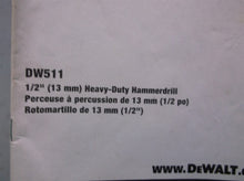 Dewalt DW511 Type 5 1/2" VSR Hammer Drill Manual only