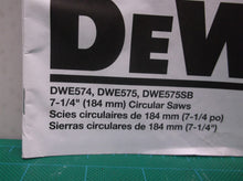 Dewalt DWE 7-1/4" Corded Circular Saw dwe574 dwe575 dwe575sb Manual Only