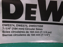 Dewalt DWE 7-1/4" Corded Circular Saw dwe574 dwe575 dwe575sb Manual Only