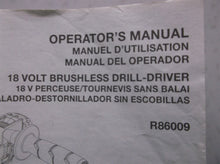 Ridgid R86009 18v 2 Speed 1/2 Brushless Drill Driver Operator's Manual Only