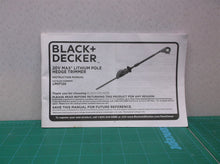 Black+Decker LPHT120B 20V Max Cordless Lithium Pole Hedge Trimmer Manual Only