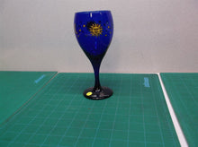 Cobalt Blue Sun Moon Stars Wine Glass