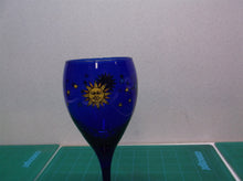 Cobalt Blue Sun Moon Stars Wine Glass