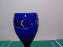 Cobalt Blue Sun Moon Stars Wine Glass