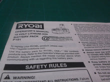 Ryobi P191 18V Battery Manual ( Manual Only )