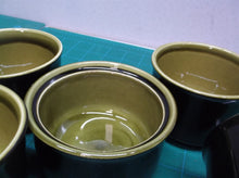 4 Coffee Cups& a Sugar Bowl Green & Black