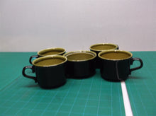 4 Coffee Cups& a Sugar Bowl Green & Black
