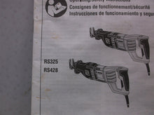 Bosch RS325 & RS428 Reciprocating Saw Operating Instruction Manual Only