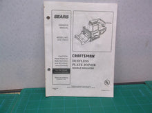1993 Sears Craftsman Dustless Plate Joiner #315.175010 Owners Manual