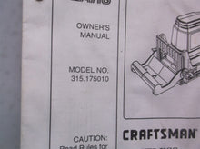 1993 Sears Craftsman Dustless Plate Joiner #315.175010 Owners Manual