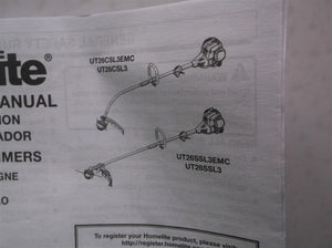 Operators manual only for a Homelite 26cc string trimmer ut26csl3emc ut26ssl3emc