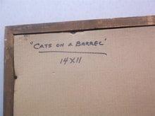 Cats on a Barrel 14x11 c&c wood art MR1