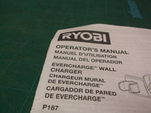 Ryobi P187 Evercharge Wall Mount Battery Charger For Ryobi Stick Vac MANUAL ONLY