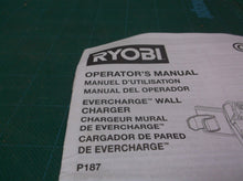 Ryobi P187 Evercharge Wall Mount Battery Charger For Ryobi Stick Vac MANUAL ONLY