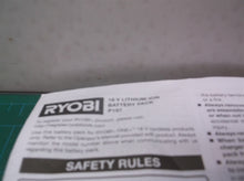 GENUINE OEM RYOBI P197 LITHIUM-ION LI-ION 18V ONE+ 4.0Ah BATTERY MANUAL ONLY