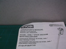 Ryobi P7181 p726 p7191 18-Volt One+ Brushless Stick Vacuum MANUAL ONLY