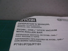 Ryobi P7181 p726 p7191 18-Volt One+ Brushless Stick Vacuum MANUAL ONLY