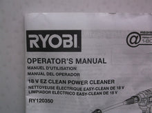 Ryobi RY120350 18 Volt EZ-CLEAN Power Cleaner manual only