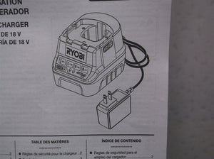 Ryobi P118B 18V Battery Charger Manual ( Manual Only ) rev09