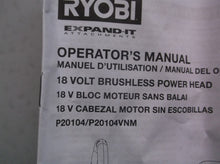 Ryobi P20104 P20104vnm One+ 18-V Li-Ion Brushless String Trimmer manual-Only