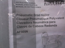 Makita 2" in. PNEUMATIC BRAD NAILER, 18 GAUGE, AF505N manual Only