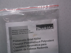 Makita 2" in. PNEUMATIC BRAD NAILER, 18 GAUGE, AF505N manual Only
