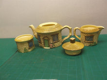 Sylva Ceramics England Thatched Cottage Teapot #4809 cream sugar bowl w NO lids