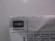 Toro 17 in /18in string trimmer manual only