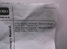 Toro 17 in /18in string trimmer manual only