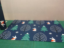 4 Pack Christmas Navy Blue (Bunnies & Christmas trees) Washable Placemats