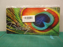 12" x 6" Wood Beauty sign- Colorful Peacock Feather
