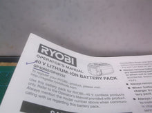 RYOBI OP40602 40V Capacity Lithium-Ion Battery OPERATERS manual ONLY