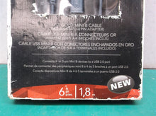 NEW ROCKETFISH 6' USB GOLD MINI B CABLE w/5-to-4 PIN ADAPTER RF-PCC104 DG2