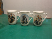 (3) Rare Norman Rockwell Classic Tall China Cups Rounded Bottoms Fine Porcelain