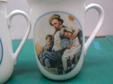 (3) Rare Norman Rockwell Classic Tall China Cups Rounded Bottoms Fine Porcelain