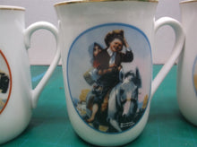 (3) Rare Norman Rockwell Classic Tall China Cups Rounded Bottoms Fine Porcelain